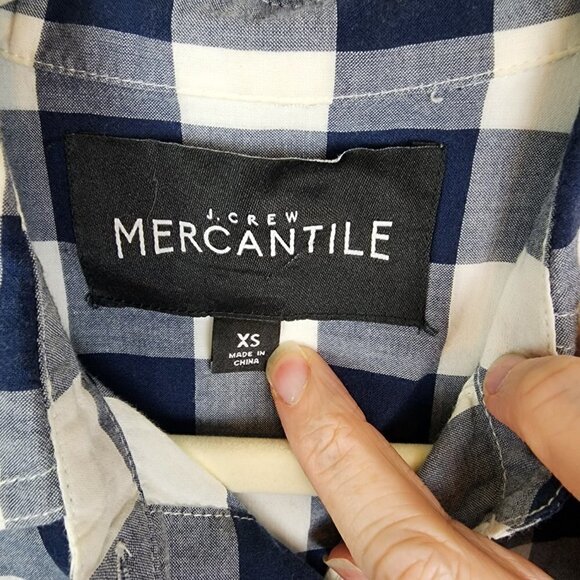 J. Crew Mercantile Gingham Cuffed Top XS - Picture 5 of 6